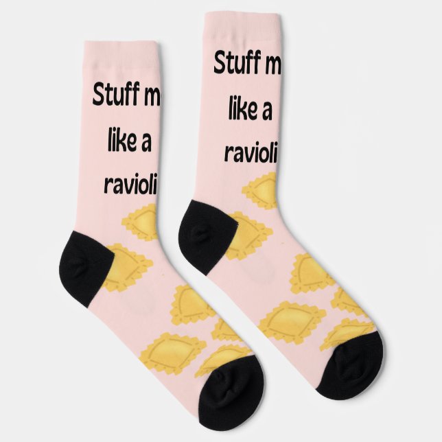Calcetines Ravioli Crew Socks Funny Pasta Quote (Derecha)