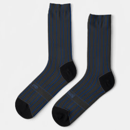 Calcetines Rayas, azul sobre gris oscuro, clásico serio