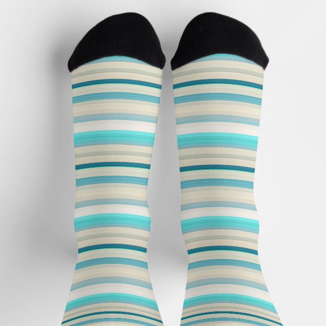Calcetines Rayas blancas de aqua lindas (Arriba)