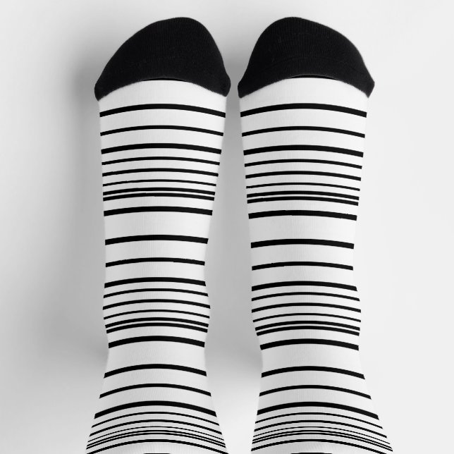 Calcetines Rayas blancas negras cortas (Arriba)