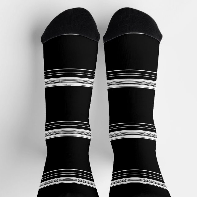 Calcetines rayas blancas negras de moda (Arriba)