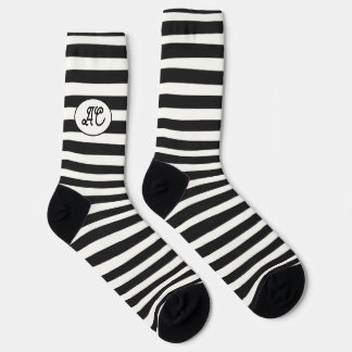 Calcetines Rayas blancas y negras con tus iniciales