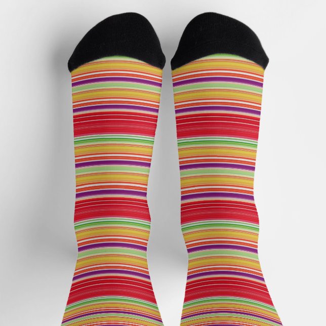Calcetines Rayas coloreadas y rojas (Arriba)