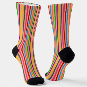 Calcetines Rayas Coloridas Sobre Diseño De Patrón Naranja 