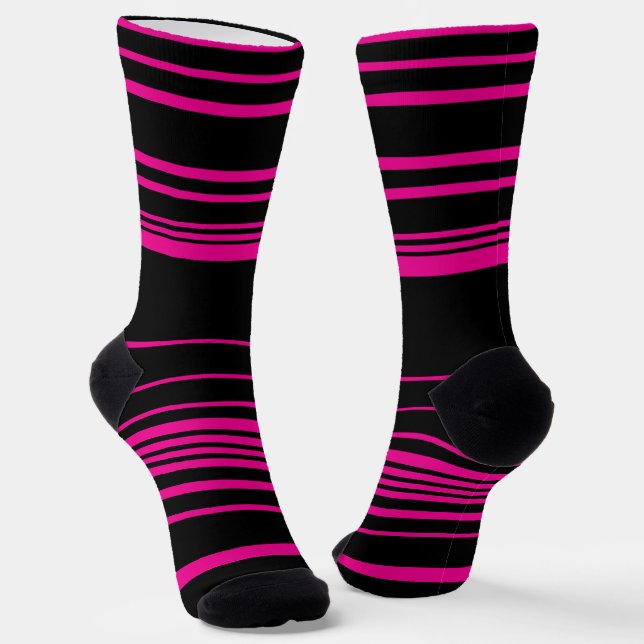 Calcetines Rayas complejas - Magenta y negro (Angular)