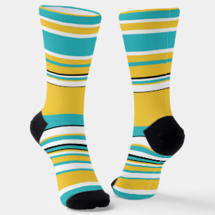 Calcetines Rayas complejas - turquesa y amarilla