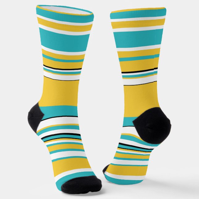 Calcetines Rayas complejas - turquesa y amarilla (Angular)