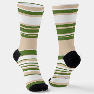 Calcetines Rayas complejas: verde blanco, arena y pálido