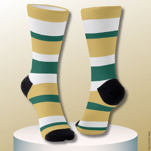 Calcetines Rayas de armonía Verde Oro Blanco
