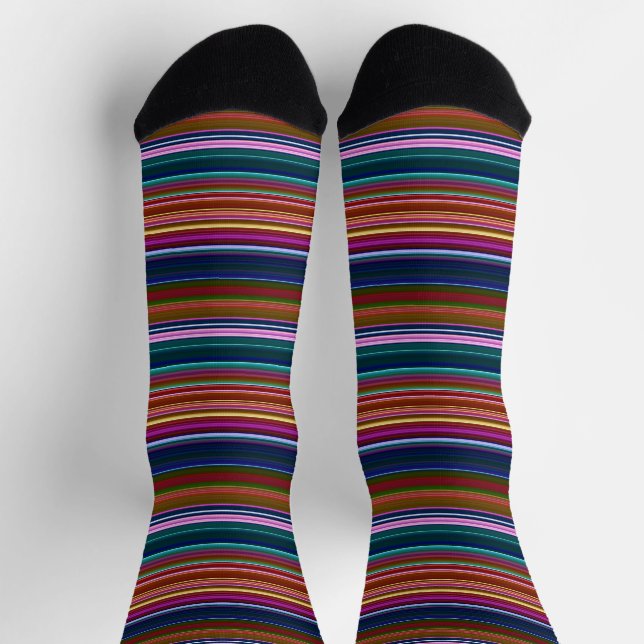 Calcetines Rayas de color retro y delgadas (Arriba)