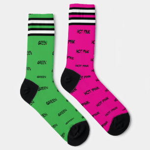 Calcetines Rayas de color rosa y verde nombres de colores