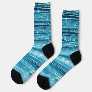 Calcetines Rayas de destellos azul acuático