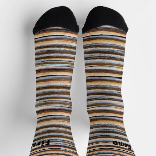 Calcetines Rayas de grano de madera personalizadas