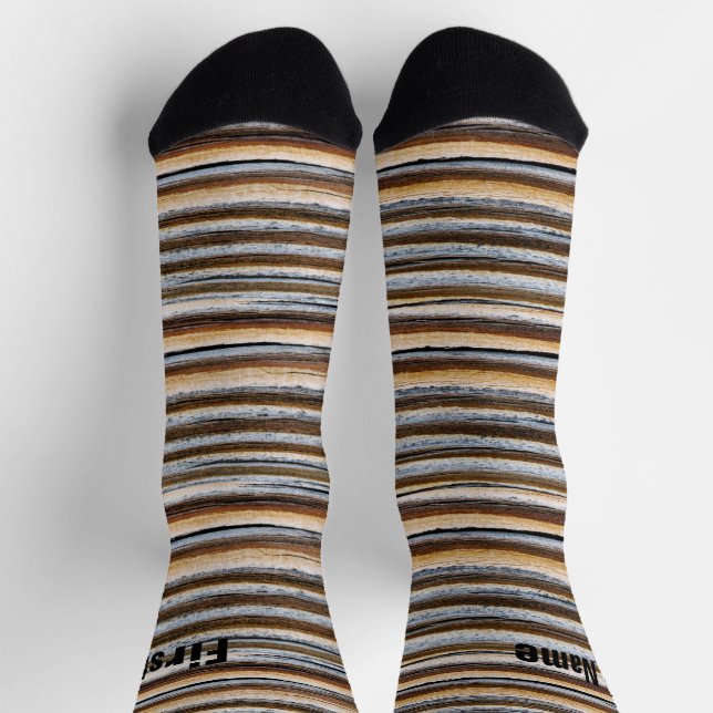 Calcetines Rayas de grano de madera personalizadas (Arriba)