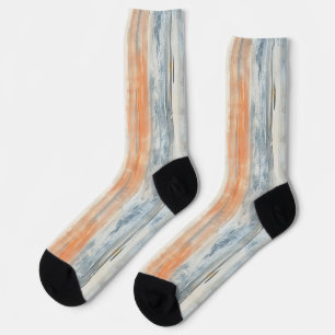 Calcetines Rayas de melocotón crema azul