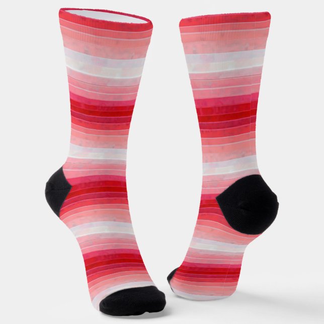 Calcetines Rayas de Ombre Rojo Rosado (Angular)