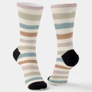 Calcetines Rayas de Pincel Boho Tonos Terrosos Sin Costuras