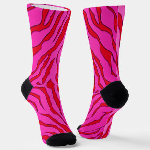 Calcetines Rayas De Tigre Rojas Y Rosadas Estampado Animal 2