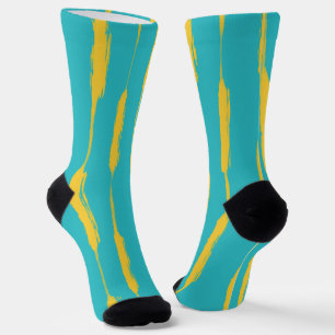 Calcetines Rayas de Tinta Amarillas y Turquesa