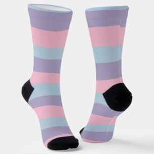 Calcetines Rayas Desiguales en Azul, Rosa y Lila
