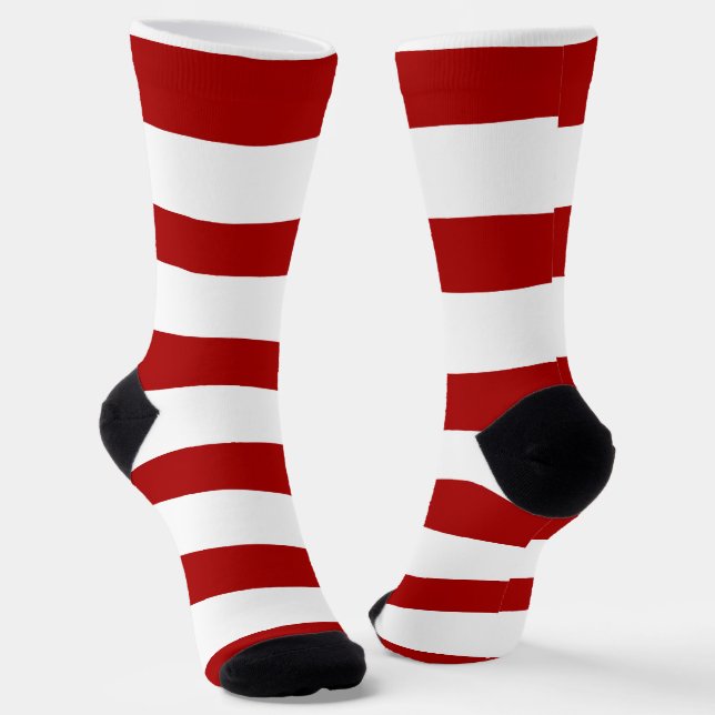 Calcetines Rayas desiguales en rojo y blanco (Angular)