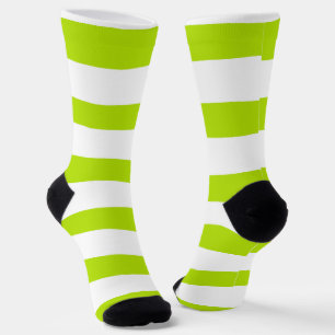 Calcetines Rayas desiguales en verde limón y blanco