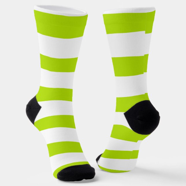 Calcetines Rayas desiguales en verde limón y blanco (Angular)