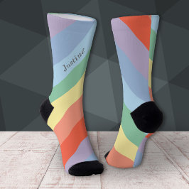 Calcetines Rayas diagonales del arcoiris pasteles