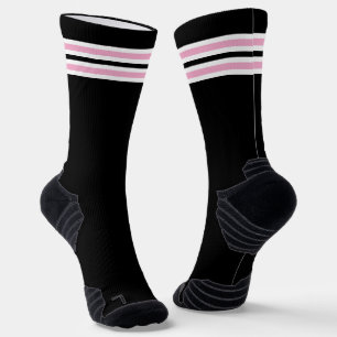 Calcetines Rayas Dobles Blancas y Rosas Negras