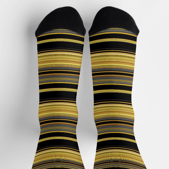 Calcetines Rayas doradas negras lindas (Arriba)