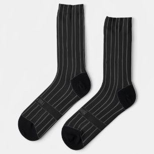 Calcetines Rayas, grises sobre negro, clásico verdaderamente