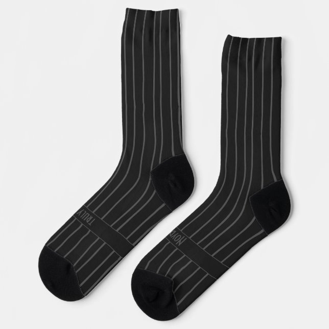 Calcetines Rayas, grises sobre negro, clásico verdaderamente  (Izquierda)