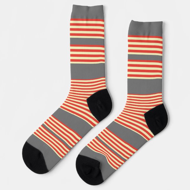 Calcetines Rayas naranjas Gris (Izquierda)