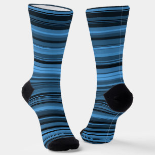 Calcetines Rayas Negras Azules Patrón Continuo
