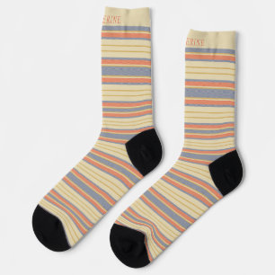 Calcetines Rayas personalizadas de gris naranja oscuro amaril