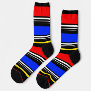 Calcetines Rayas rojas azules negras decorativas