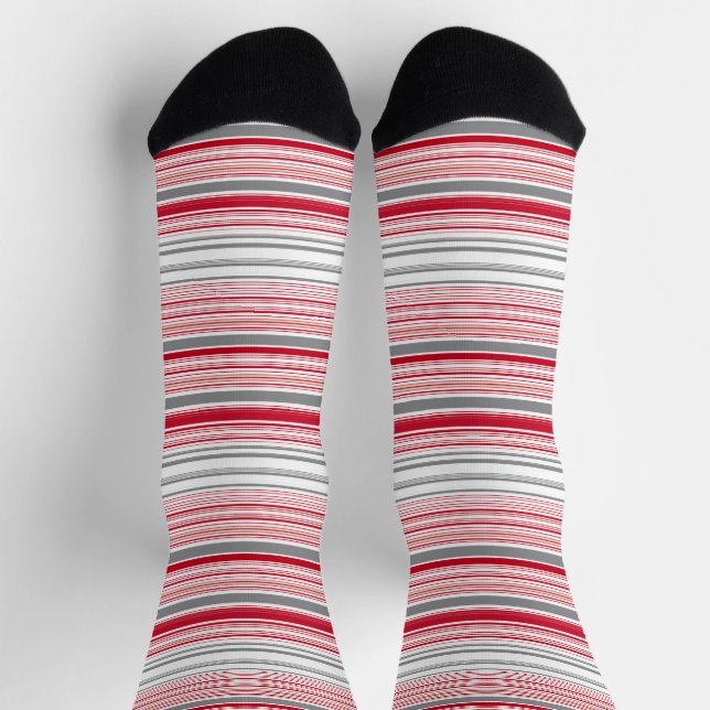 Calcetines Rayas rojas grises lindas (Arriba)