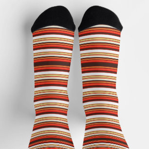 Calcetines Rayas rojas marrones lindas