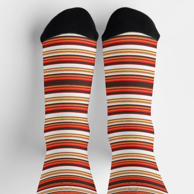 Calcetines Rayas rojas marrones lindas (Arriba)