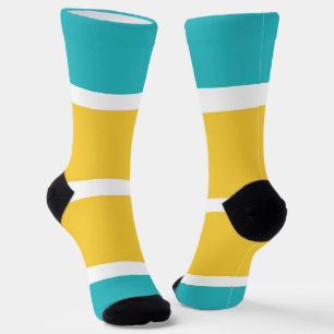 Calcetines Rayas simples - Turquesa y amarillo