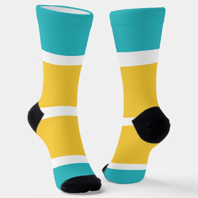 Calcetines Rayas simples - Turquesa y amarillo (Angular)
