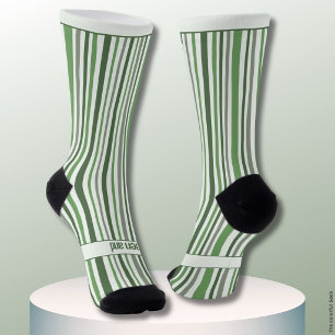Calcetines Rayas tambaleantes, verdes y blancas