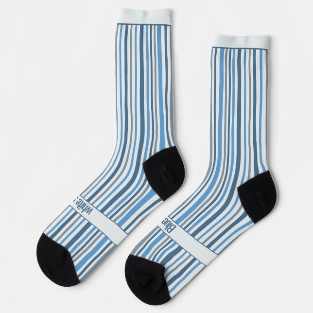 Calcetines Rayas Temblorosas, Azul y Blanco (Izquierda)