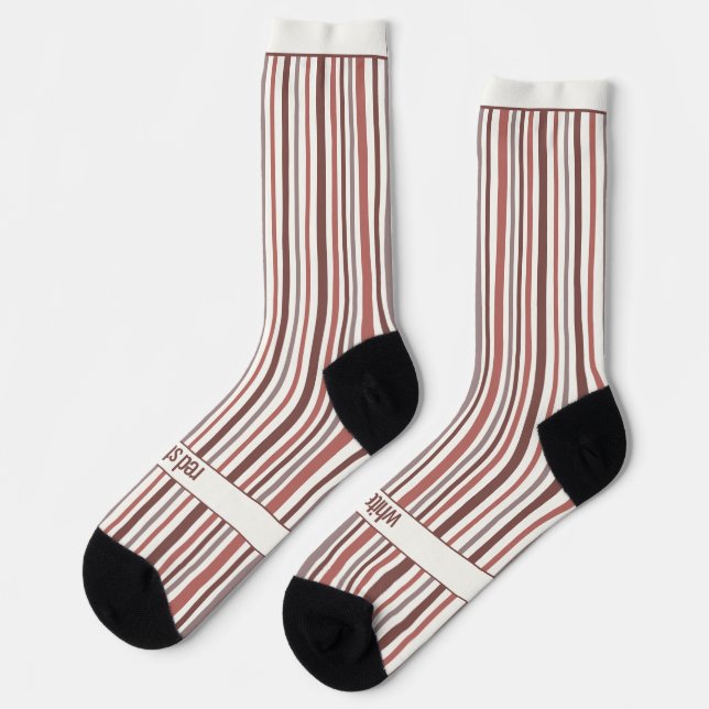 Calcetines Rayas Temblorosas, Rojo y Blanco (Izquierda)