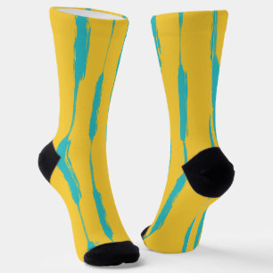 Calcetines Rayas Tinta Amarillas y Turquesa