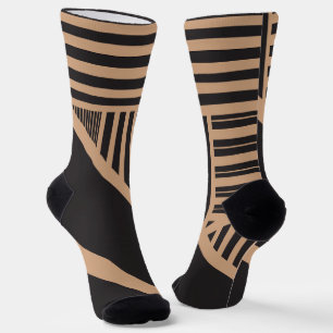 Calcetines Rayas triangulares en Tan y Negro