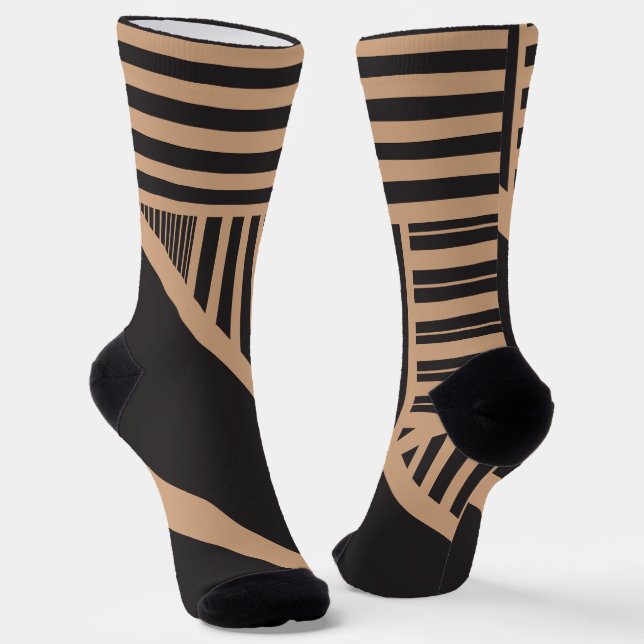 Calcetines Rayas triangulares en Tan y Negro (Angular)