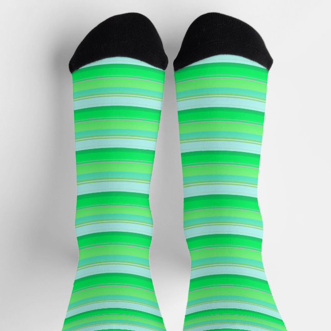 Calcetines Rayas verdes aqua lindas (Arriba)