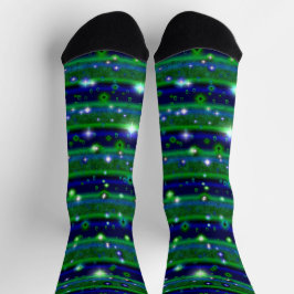 Calcetines Rayas verdes azules con estrellas y gotas de lluvi