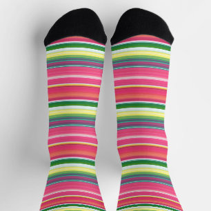 Calcetines Rayas verdes rosadas gruesas